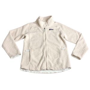 Patagonia Jacket Womens M Cream Calcium Diamond Capra Fleece Long Sleeve Zip